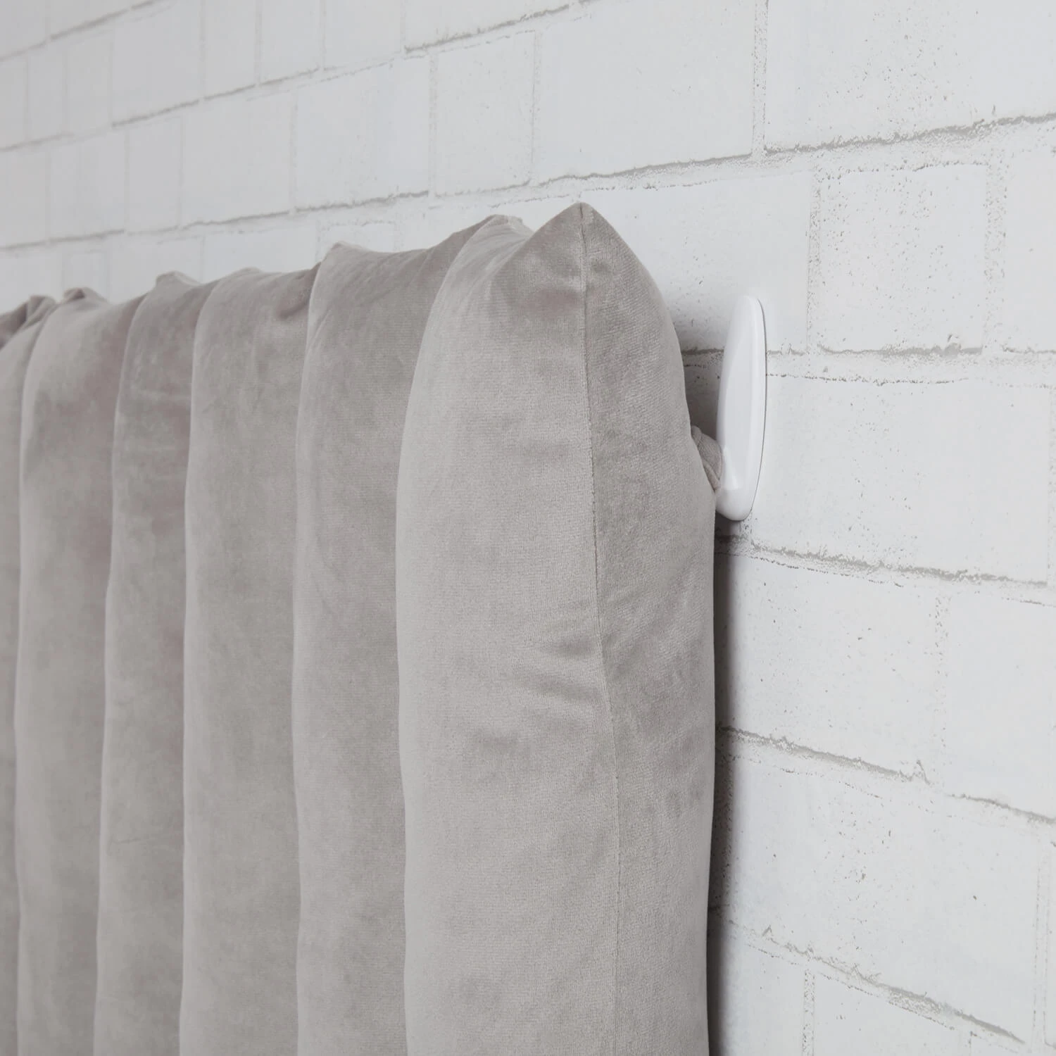 Quinn Twin Channeled Cushioned Headboard -Best Homeware Shop 122 TWIN TWINXL VELVET CHANNELED HEADBOARD CUSHION LIGHT GREY C 004