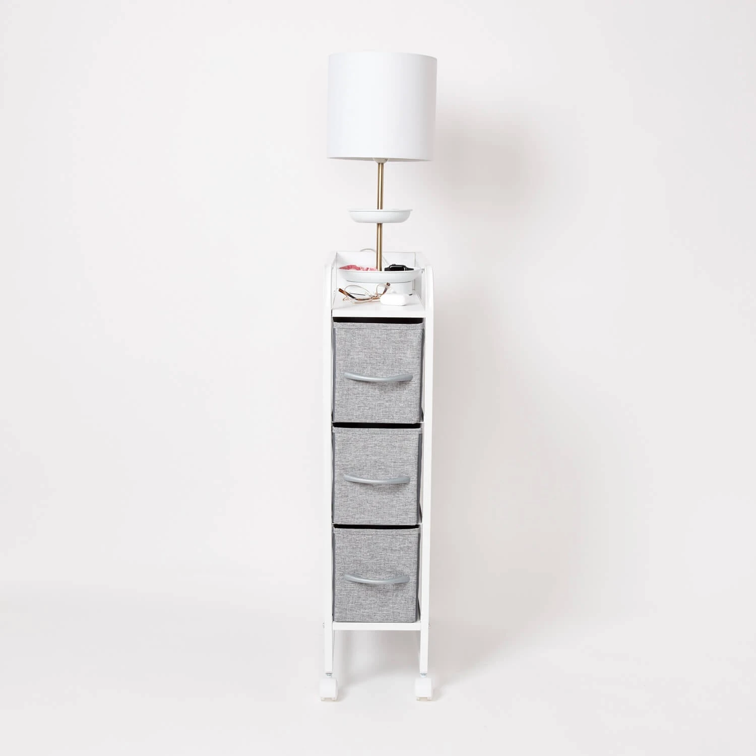 Reese Narrow 3-Drawer Cart on Wheels Reese Narrow 3-Drawer Cart On Wheels -Best Homeware Shop 192 DFY20 GCE NARROW DRWR HGWTE 012