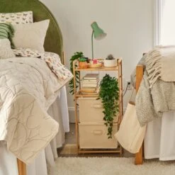 Beck Charging 2-Drawer Bamboo And Canvas Storage Unit -Best Homeware Shop 90