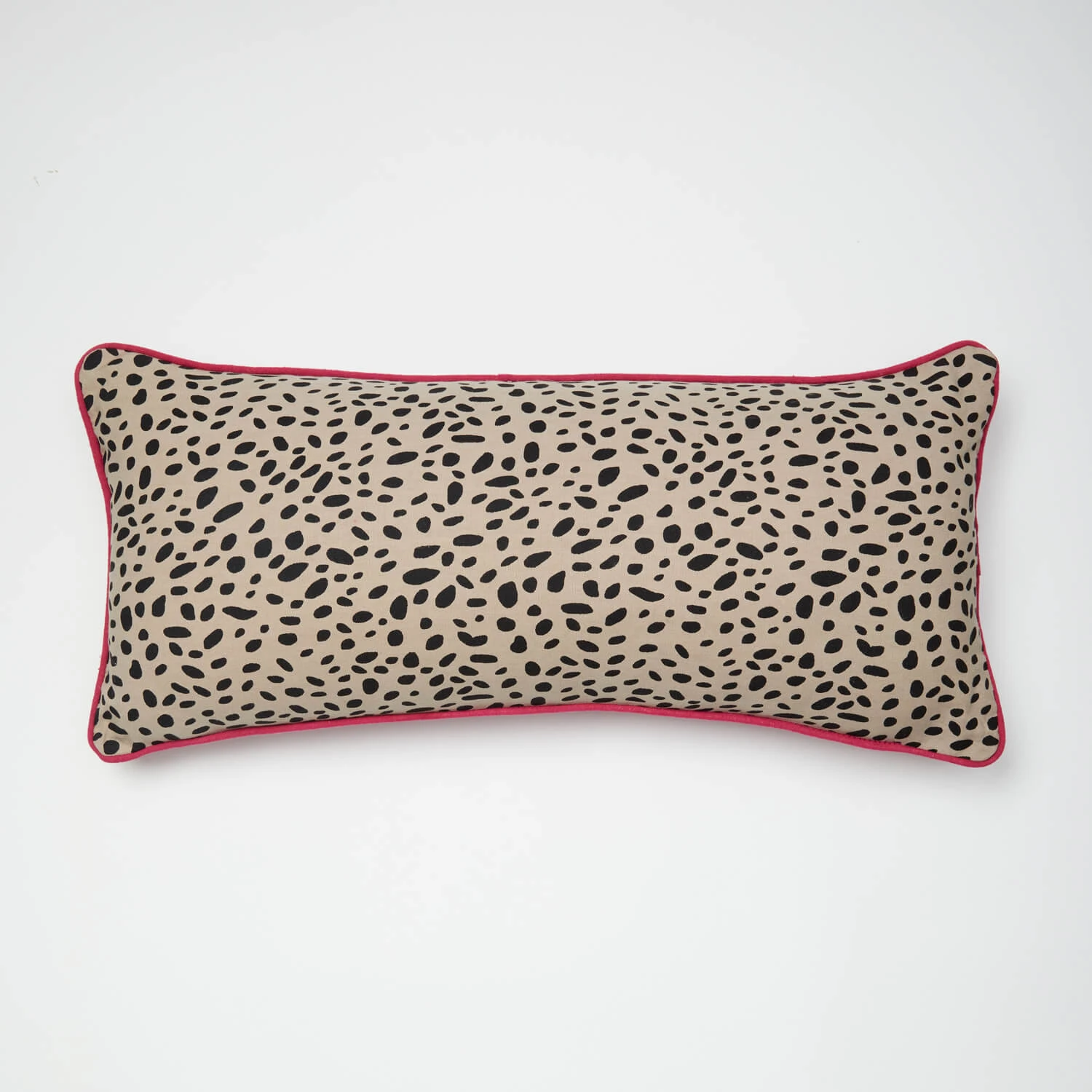 Kendall Animal Dots Lumbar Pillow Cover Kendall Animal Dots Lumbar Pillow Cover -Best Homeware Shop Animal Dots Contrast Piping Lumbar Pillow Cover Taupe HotPink 002