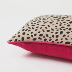 Kendall Animal Dots Lumbar Pillow Cover 2 Kendall Animal Dots Lumbar Pillow Cover -Best Homeware Shop Animal Dots Contrast Piping Lumbar Pillow Cover Taupe HotPink 011
