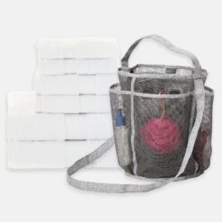 13 Piece Bath Bundle - Grey Tote & Towels