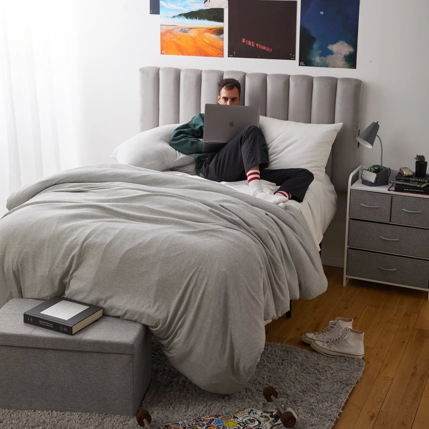 Logan T-Shirt Jersey Comforter and Sham Set Logan T-Shirt Jersey Comforter And Sham Set -Best Homeware Shop Bedding LoganGrey 1