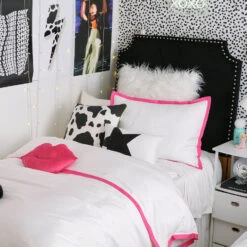 Poppy Cow Print Square Pillow Cover 2 Poppy Cow Print Square Pillow Cover -Best Homeware Shop BlackStuddedHeadboard