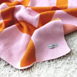 Strawberry Shortcake Gingham Throw Blanket -Best Homeware Shop CalhounandCo 0006 Calhoun Co.GinghamStrawberry3TXT1500702