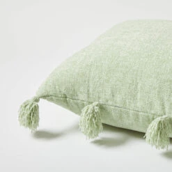 Mackenzie Knit Tassel Square Pillow -Best Homeware Shop Chenille Square Pillow Sage 011