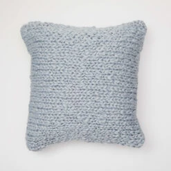 Emme Chunky Knit Square Pillow Cover -Best Homeware Shop Chunky Knit Square Pillow Cover Blue 002