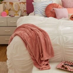 Rosie Plush Throw Blanket -Best Homeware Shop Coral