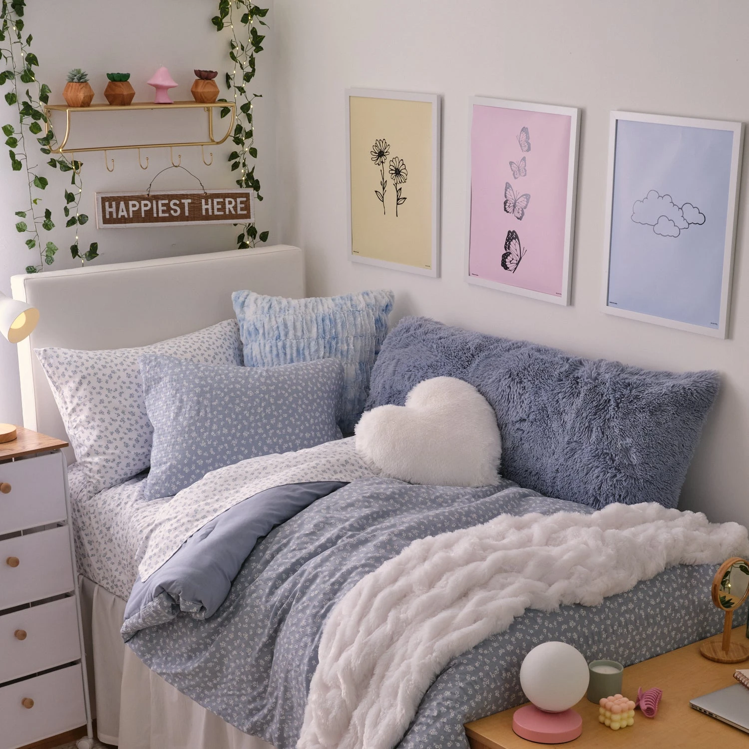 Tie Dye Textured Faux Fur Square Pillow -Best Homeware Shop CottageCore 074 1