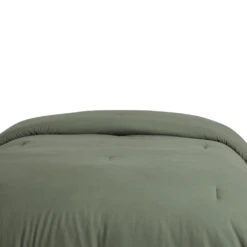Devon Washed Cotton Comforter And Sham Set -Best Homeware Shop Cotton Comforter OliveGreen VIS 006