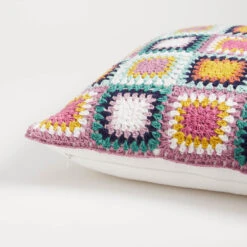 June Crochet Square Pillow -Best Homeware Shop Crochet Pillow LightBlue Lilac 007