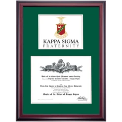 Kappa Sigma Premier Fraternity Crest Initiation Certificate Frame