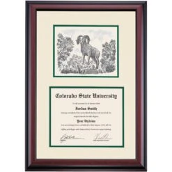 Colorado State Premier The Ram Sculpture Diploma Frame