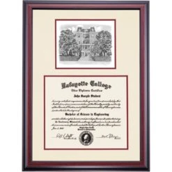 Lafayette Premier Pardee Hall Diploma Frame