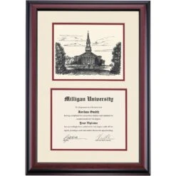 Milligan Premier Seeger Memorial Chapel Diploma Frame