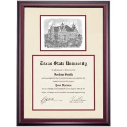 Texas State Premier Old Main Diploma Frame