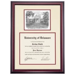 Delaware Premier Memorial Hall Diploma Frame