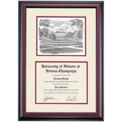 Illinois At Urbana-Champaign Premier Aerial View Of The Quad Diploma Frame