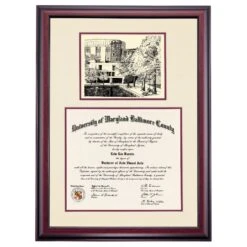 Maryland Baltimore County Premier Albin O. Kuhn Library Diploma Frame