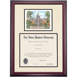 Johns Hopkins Premier Medicine Diploma Frame