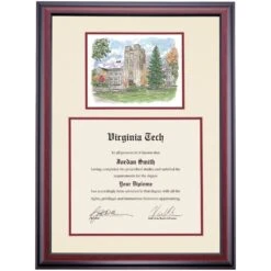 Virginia Tech Premier Burruss Hall Diploma Frame