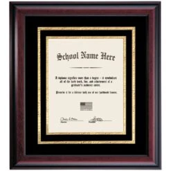 Graduation Diploma Frame With Black And Gold Matting For 11 X 8.5 Vertical Diploma
