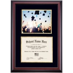 Premier Diploma Frame With Black And Gold Matting For 8.5 X 11 Diploma And 8 X 10 Photograph