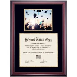 Premier Diploma Frame With Black And Gold Matting For 11 X 14 Diploma And 8 X 10 Photograph