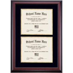 Double Diploma Frame With Black And Gold Matting For Two 8.5 X 11 Diplomas
