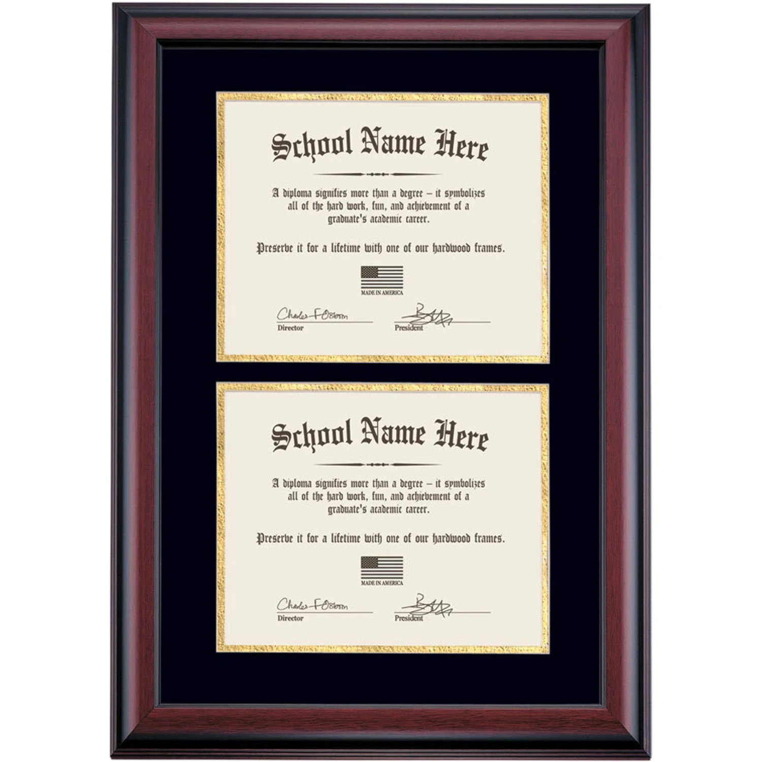Double Diploma Frame with Black and Gold Matting for Two 8.5 x 11 Diplomas Double Diploma Frame With Black And Gold Matting For Two 8.5 X 11 Diplomas -Best Homeware Shop DS SHE S C4 BG