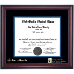 MetroHealth Medical Center Case Western Reserve Traditional Double Embossed Certificate Frame