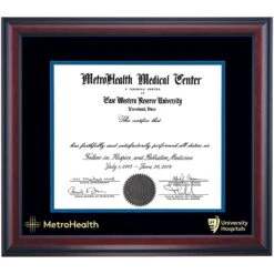 MetroHealth Medical Center Traditional Double Embossed Certificate Frame