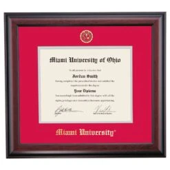 Miami Ohio School Color Traditional Diploma Frame