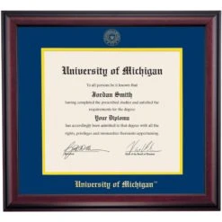 Michigan School Color Traditional For PhD, Dentistry And Law Degrees Diploma Frame