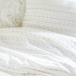 Embroidered Stripe Comforter And Sham Set -Best Homeware Shop EmbroideredStripe Detail 004