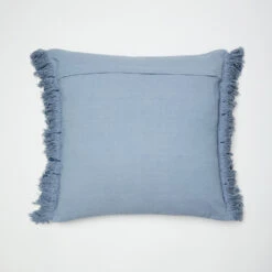 Phoebe Embroidered Stripe With Side Fringe Square Pillow Cover -Best Homeware Shop Embroidered Stripe Side Fringe Pillow Cover Blue 010 2952e8fb c030 4eb5 b139 f904507386d6