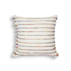 Phoebe Embroidered Stripe With Side Fringe Square Pillow Cover -Best Homeware Shop Embroidered Stripe Side Fringe Pillow Cover Multi 002
