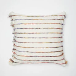 Phoebe Embroidered Stripe With Side Fringe Square Pillow Cover -Best Homeware Shop Embroidered Stripe Side Fringe Pillow Cover Multi 002 6bfcbdc9 9282 476f a048 c10325caa4a7