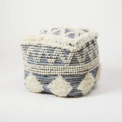 Handmade Fringe Textured Pouf