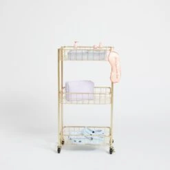 Wire 3-Tier Rolling Cart 4 Wire 3-Tier Rolling Cart -Best Homeware Shop Gold Wire 3Tier Rolling Cart 033