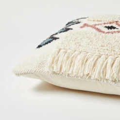 Handmade Textured Fringe Square Pillow -Best Homeware Shop Handmade Patterned Square Pillow Cover 007