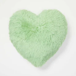 Sophia Heart Faux Fur Pillow -Best Homeware Shop Heart Faux Fur Pillow Sage 16x16 002