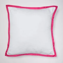 London Hotel Border Euro Sham Cover -Best Homeware Shop Hotel Border Euro Sham White Pink 004