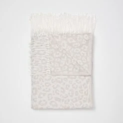 Leopard Fringe Throw Blanket