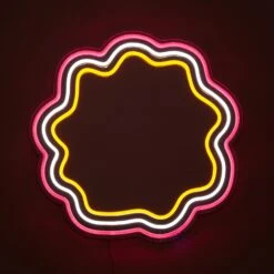 Maeve Wavy Neon Mirror -Best Homeware Shop Mirror Neon PinkYellow 013