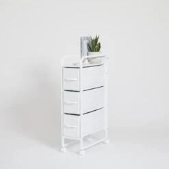 Reese Narrow 3-Drawer Cart On Wheels 10 Reese Narrow 3-Drawer Cart On Wheels -Best Homeware Shop Narrow 3Drawer Cart White White 011 1