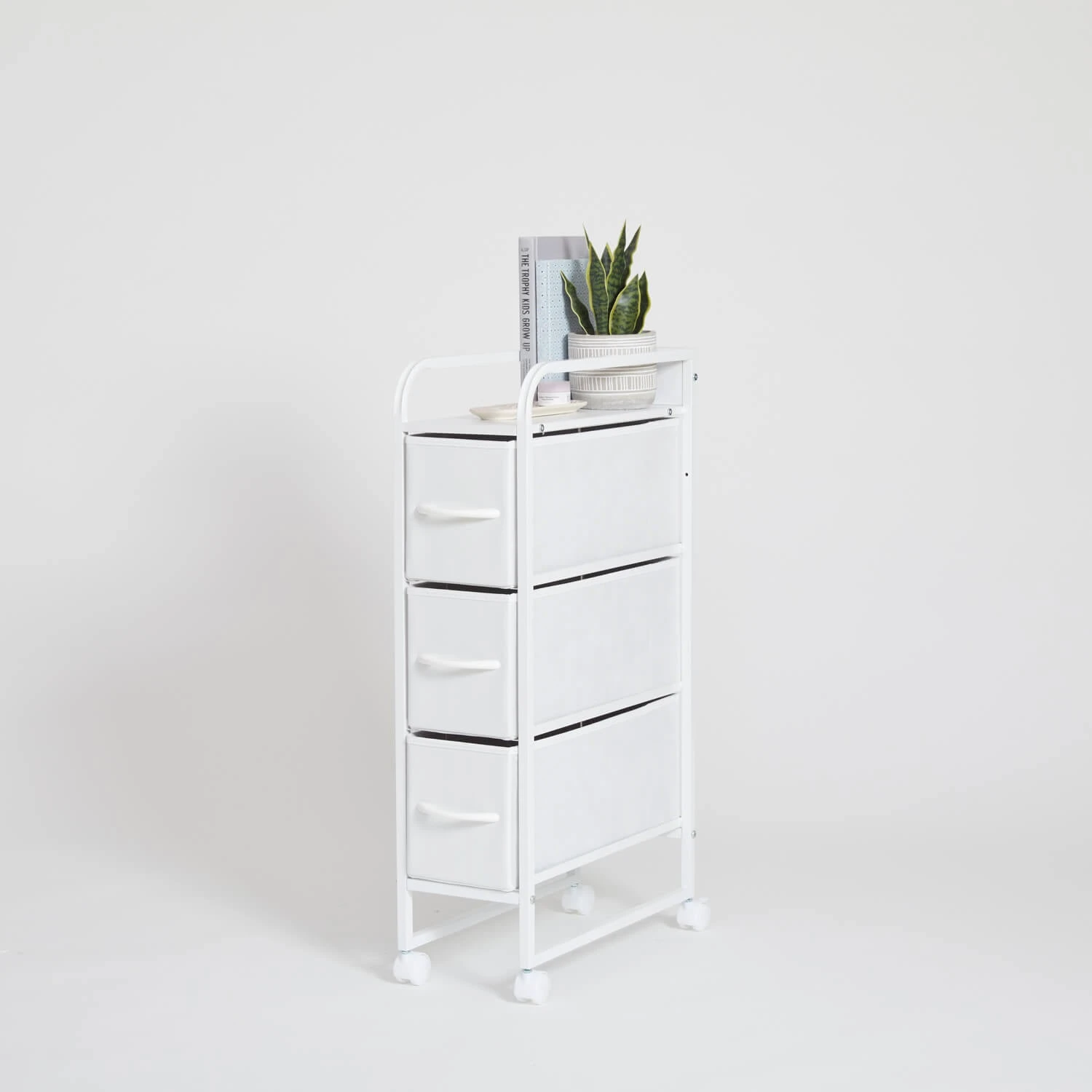 Reese Narrow 3-Drawer Cart on Wheels Reese Narrow 3-Drawer Cart On Wheels -Best Homeware Shop Narrow 3Drawer Cart White White 011 1