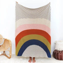 Rainbows Knit Throw Blanket