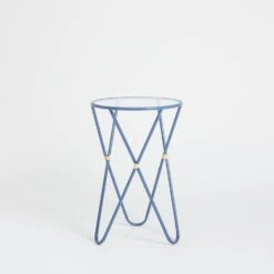 Kaia Painted Metal Side Table -Best Homeware Shop Rattan Butterfly Side Table BLUE 001
