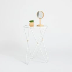 Kaia Painted Metal Side Table -Best Homeware Shop Rattan Butterfly Side Table White 004